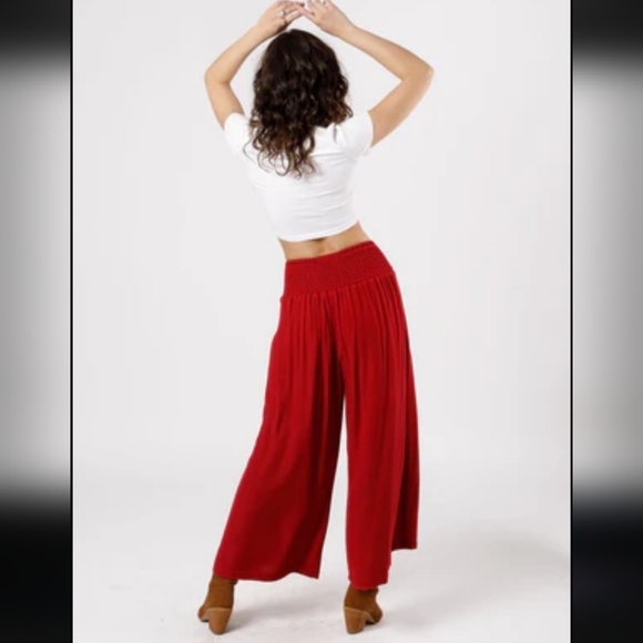 Band of Gypsies Pants - BOG Band of the Free Size Small Boho High Waist Wide Leg Pants Red Pull On NWT